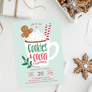 Cookies et cacao Fête de Noël Invitation