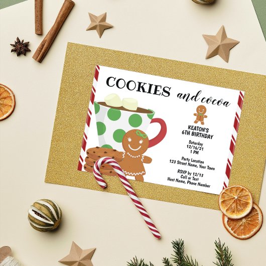 Cookies et cacao Noël Anniversaire Invitation