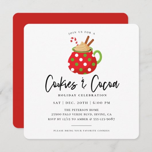 Cookies et cacao Noël Invitation à la fête de Noël (Devant / Derrière)