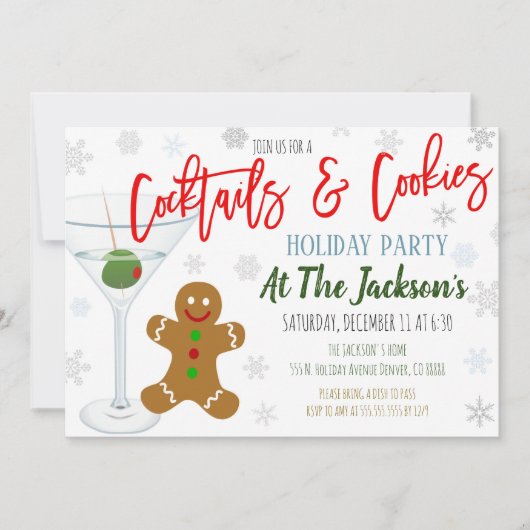 Cookies et cocktails Invitation à la fête de Noël (Devant)