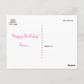 Cookies et Lait Rose Girls Anniversaire Carte post (Dos)