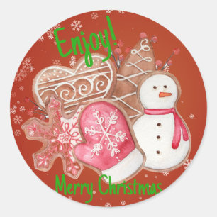 Cookies Geniet van Vrolijke Kerstmis Gepersonalise Ronde Sticker