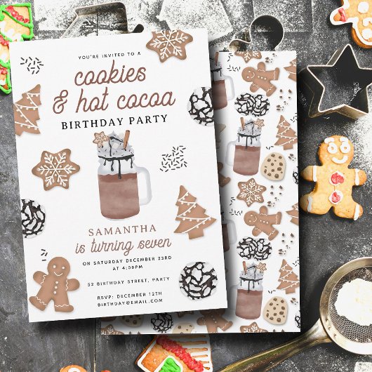 Cookies & Hot Cocoa Chocolate Kids Winter Birthday Kaart