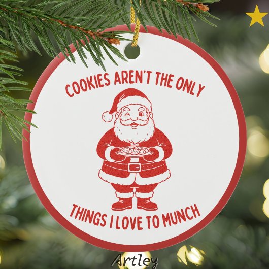 Cookies Joke Retro Style Naughty Santa Christmas Keramisch Ornament