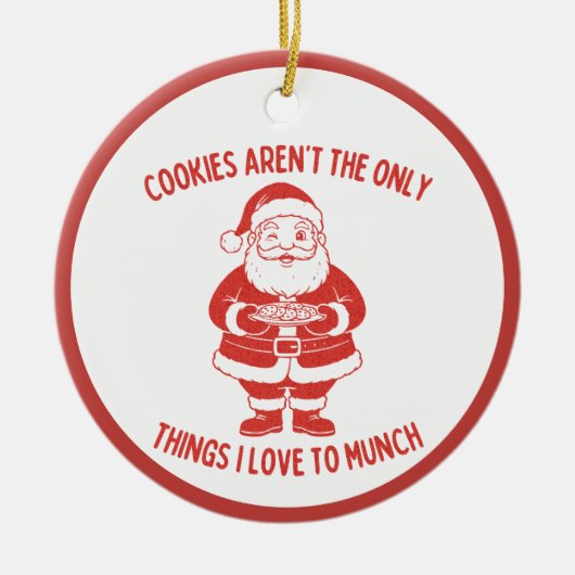 Cookies Joke Retro Style Naughty Santa Christmas Keramisch Ornament (Voorkant)