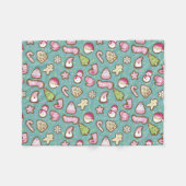 Cookies Kerst Turquoise Fleece Deken (Voorkant (Horizontaal))