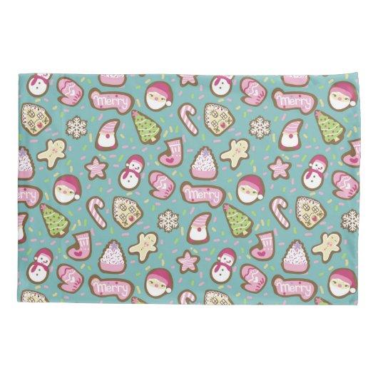 Cookies Kerst Turquoise Kussensloop (Achterkant)