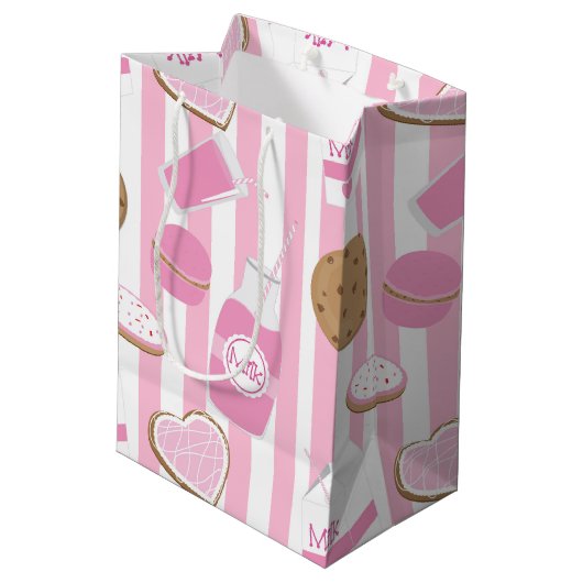 Cookies & Melk Meisjes Party Roze Bakkerij Gift Ba Medium Cadeauzakje (Achterkant Gekanteld)
