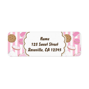 Cookies & Milk Roze Meisjes Feest Adreslabel Etiket