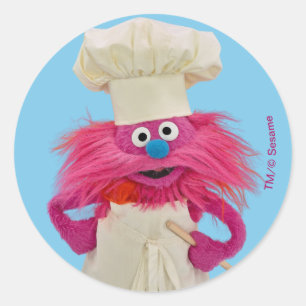 Cookie's Monster Food Truck Gonger Poseert Ronde Sticker