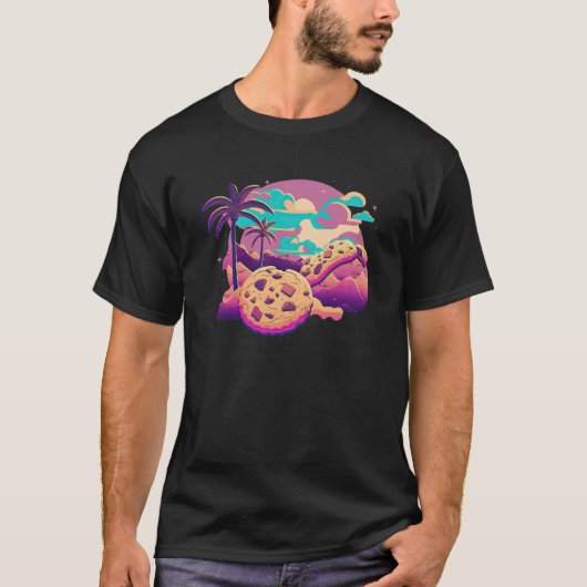 Cookies with Glitched 80s Synthwave Aesthetic T-shirt (Voorkant)