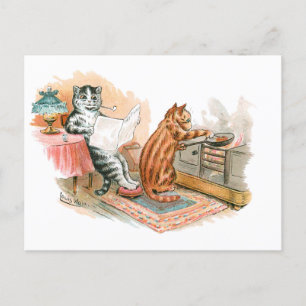 Cooking Cat Louis Wain Briefkaart