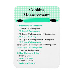 Cooking Measurement Equivalents Chart Magnet Magneet