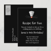 Cooking Party Sjabloon: Zwart en Wit Uitnodiging Briefkaart (Voorkant / Achterkant)