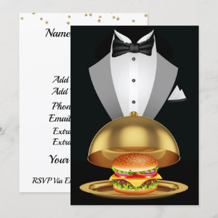 Cookout BBQ Tuxedo Hamburger Uitnodiging
