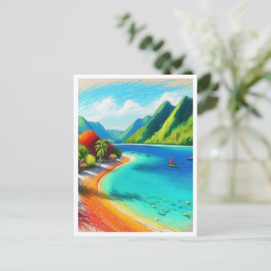 Cook's Bay, Moorea, Frans-Polynesië Waterverf Briefkaart (Staand voorkant)