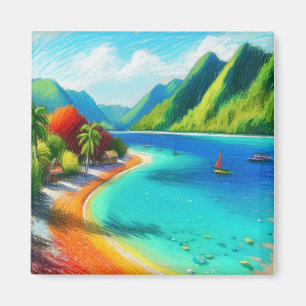 Cook's Bay, Moorea, Frans-Polynesië Waterverf Magneet