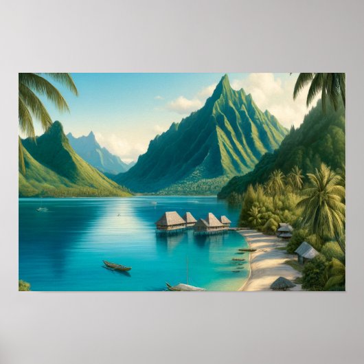 Cook's Bay, Moorea, Frans-Polynesië Waterverf Poster (Voorkant)