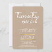 COOL 21e verjaardagsfeest UITNODIGEN rustieke kraf Kaart (Voorkant)