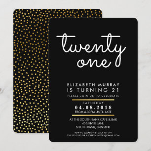 COOL 21ème anniversaire INVITATION noir et blanc