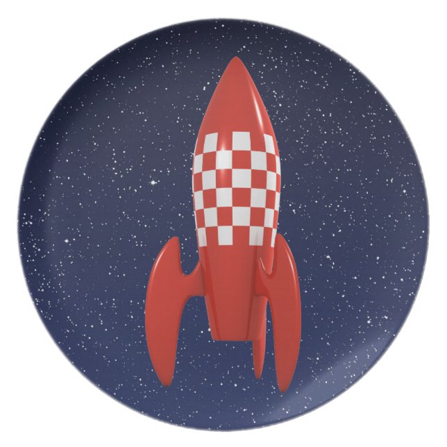 Cool 3d Retro SciFi Space Rocket ruimteschip Melamine Bord (Voorkant)