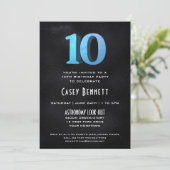 Cool 3D sur Black 10th Birthday Party Invitation (Debout devant)