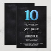 Cool 3D sur Black 10th Birthday Party Invitation (Devant / Derrière)