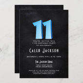 Cool 3D sur Black 11th Birthday Party Invitation (Devant / Derrière)