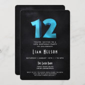 Cool 3D sur Black 12th Birthday Party Invitation (Devant / Derrière)