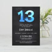 Cool 3D sur Black 13th Birthday Party Invitation (Debout devant)