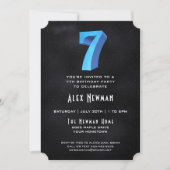 Cool 3D sur Black 7th Birthday Party Invitation (Devant)
