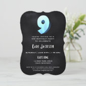 Cool 3D sur Black 9th Birthday Party Invitation (Debout devant)