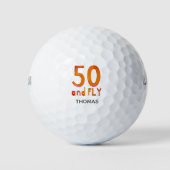 Cool 50e verjaardag eenvoudige rode oranje golfbal golfballen (Voorkant)