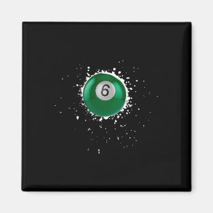 Cool 6-ball Six Pool Biljart Paint Splatter Bill Magneet