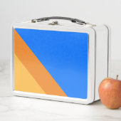 Cool 70s Helderblauw Sinaasappel Geel Slant Stripe (In situ)