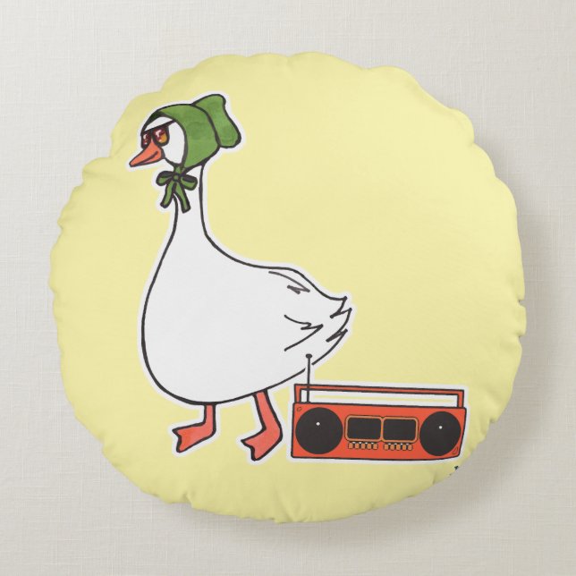 Cool 80s Bonnet Funny Kitchen Goose Cartoon Rond Kussen (Voorkant)