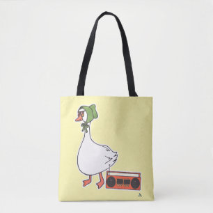 Cool 80s muts grappige keukengans cartoon draagtas