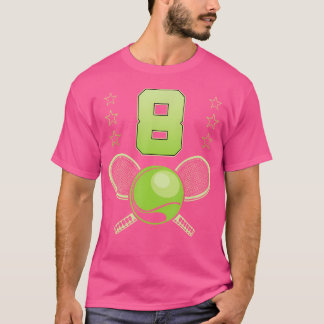 Cool 8 Tennis 8e verjaardagsfeestje 8 jaar oud T-shirt