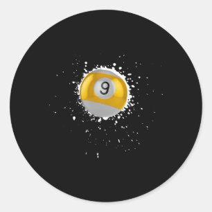 Cool 9-ball Nine Pool Biljart Paint Splatter Bil Ronde Sticker