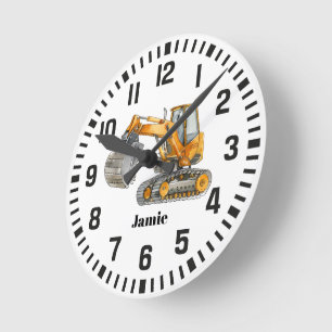 Cool Aangepaste Naam Bouw Digger Truck Ronde Klok