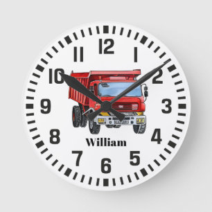 Cool Aangepaste Naam Bouw Dump Truck Ronde Klok