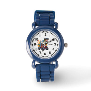 Cool Aangepaste Naam Dinosaurus Rijden Monster Tru Horloge