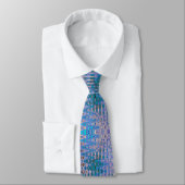 Cool Abstract Blauw en Bruin Atomic Retro Zigzags Stropdas (Gebonden)