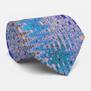 Cool Abstract Blauw en Bruin Atomic Retro Zigzags Stropdas