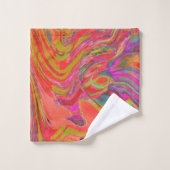 Cool Abstract Chartreuse en Red Groovy Retro Bad Handdoek (Wasdoekje)