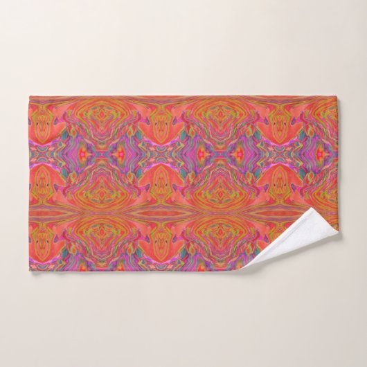 Cool Abstract Chartreuse en Red Groovy Retro Bad Handdoek (Handdoek)