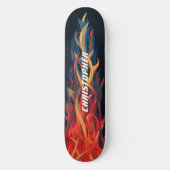 Cool Abstract Fire Flame Orange Blue Skateboard (Voorkant)