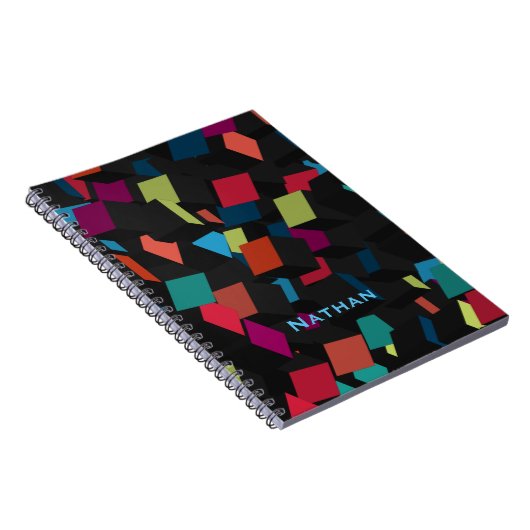 Cool Abstract Geometric Cube Pattern Personalized Notitieboek (Rechterzijde)