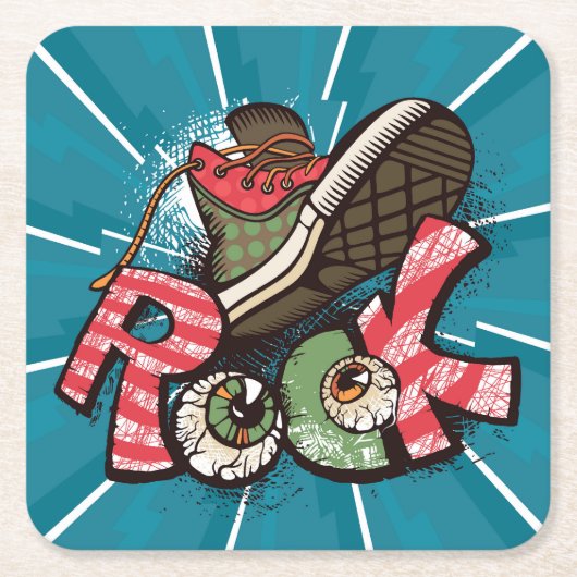 Cool Abstract Grunge Rock Poster Vierkante Kartonnen Onderzetter (Voorkant)