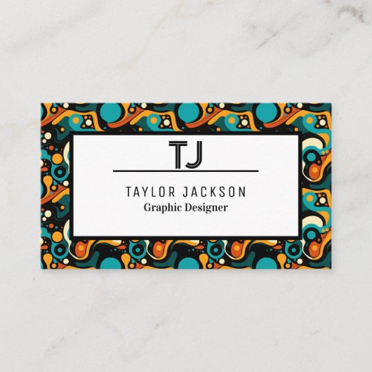 Cool Abstract Pattern Monogram Initialen Visitekaartje (Voorkant)